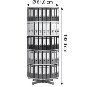 4250102412157 - reef Ordnerdrehsäule hellgrau bis zu 120 Ordner Etagen einzeln drehbar H 1930 cm 4250102412157 - reef Ordnerdrehsäule hellgrau bis zu 120 Ordner Etagen einzeln drehbar H 1930 cm