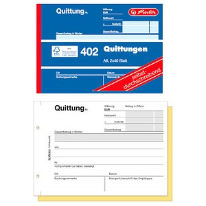 herlitz Quittung, MwSt. separat ausgewiesen Formularbücher, 4 St.