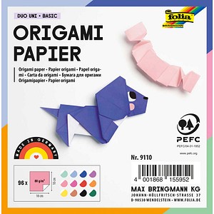 4001868155952 - Faltblätter Origami Duo Uni Basic mehrfarbig 96 Blatt