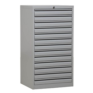 4260090172810 - Schubladenschrank 100504 Stahl abschließbar 13 Schubladen A3 53 x 98 x 43 cm lichtgrau 4260090172810 100504