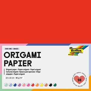 folia Faltblätter Origami Duo Uni Basic mehrfarbig 96 Blatt