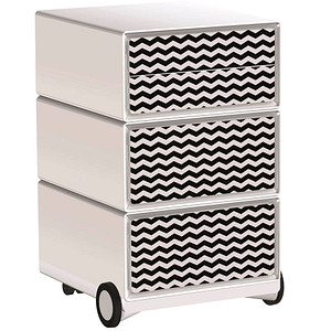 PAPERFLOW easyBox Black & White Rollcontainer weiß, schwarz 60397 4 Auszüge 39,0 x 43,6 x 64,2 cm