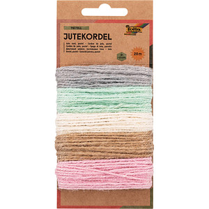 folia Kordel Jute farbig rauh grau, hellgrün, creme, beige, rosa 3,0 mm x 5x 4,0 m