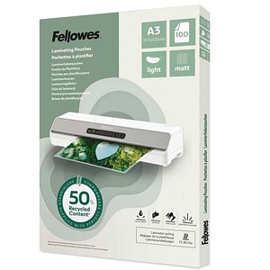 Fellowes Laminierfolien mit 50% recyceltem Anteil matt für A3 75-80 micron, 100 St.