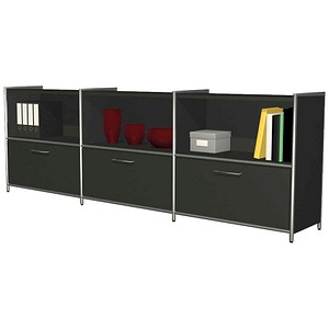 4044917429512 - Sideboard Toledo mit Sichtrückwand 3 Schübe 3 Fächer 2 OH B 2360 x T 380 mm anthrazit