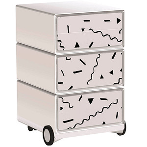 PAPERFLOW easyBox Black & White Rollcontainer weiß, schwarz 60427 4 Auszüge 39,0 x 43,6 x 64,2 cm