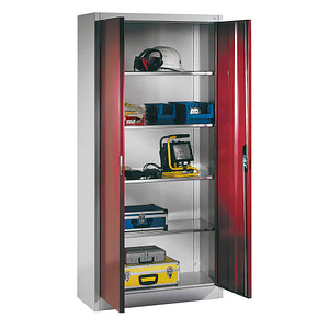 4067521583494 - Stahlschrank 08920-00 S10110 lichtgrau rubinrot 930 x 400 x 1950 cm aufgebaut 4067521583494 C+P-Möbel 4067521583494 - Stahlschrank 08920-00 S10110 lichtgrau rubinrot 930 x 400 x 1950 cm aufgebaut 4067521583494 C+P-Möbel