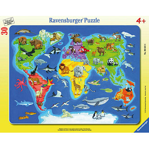 4005556066414 - Kinderpuzzle - 06641 Weltkarte mit Tieren - Rahmenpuzzle für Kinder ab 4 Jahren mit 30 Teilen 4005556066414 - Kinderpuzzle - 06641 Weltkarte mit Tieren - Rahmenpuzzle für Kinder ab 4 Jahren mit 30 Teilen