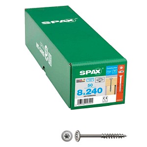 4003530257421 - Hiforce 8 x 240 mm 50 Stück Teilgewinde Tellerkopf t-star plus T40 4CUT Edelstahl rostfrei A2 - 0257000802405 - Spax 4003530257421 - Hiforce 8 x 240 mm 50 Stück Teilgewinde Tellerkopf t-star plus T40 4CUT Edelstahl rostfrei A2 - 0257000802405 - Spax