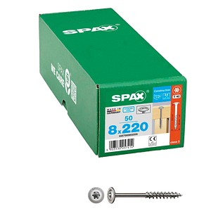4003530257414 - Hiforce 8 x 220 mm 50 Stück Teilgewinde Tellerkopf t-star plus T40 4CUT Edelstahl rostfrei A2 - 0257000802205 - Spax