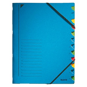 4002432329090 - Ordnungsmappe DIN A4 350g m² Pendareckarton recycelt Farbe blau Farbe des Fächerblocks mehrfarbig 12 Fächer