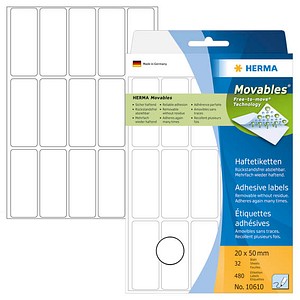 480 HERMA Movables Etiketten 10610 weiß 20,0 x 50,0 mm