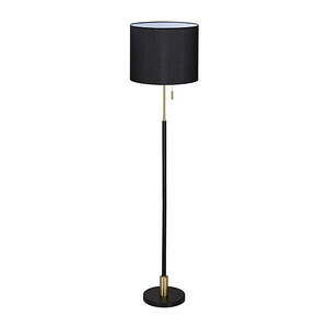 4052025322298 - Stehlampe Wohnzimmer E27 mit Kabel Stofflampenschirm Ø40 cm Vintage Stehleuchte 163 cm hoch schwarz-gold - Relaxdays