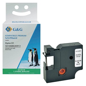 6934974118048 - Schriftband kompatibel zu Dymo® Beschriftungsband D1 40913 selbstklebend weiß schwarz Kunststoff L 7 m x B 9 mm