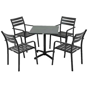 Harms Tischgruppe TREVISO 5 tlg anthrazit   1x Tisch 305253   4x Stapelstuhl 305254