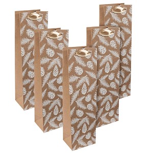 4004360768934 - 5 SIGEL Geschenktüten für Flaschen Pine cones and pine branches Large braun 100 x 350 cm