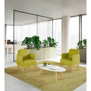 3660141967265 - meet by Paperflow Sessel BROOKS 4-Fußgestell Sitz- und Rückenpolsterung B 620 x T 520 x H 440 mm grün buche