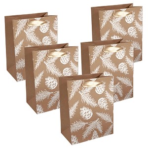 4004360769115 - 5 SIGEL Geschenktüten Pine cones and pine branches Large braun 180 x 230 cm