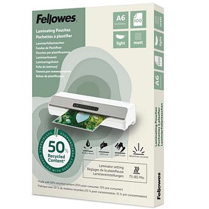 Fellowes Laminierfolien mit 50% recyceltem Anteil matt für A6 75-80 micron, 100 St.