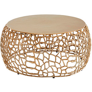 4251757707520 - WOHNLING Couchtisch Metall Gold Sofatisch Ø 66 cm Tisch Wohnzimmertisch Rund