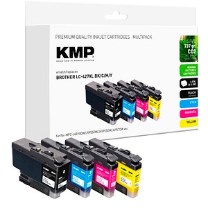 KMP  schwarz, cyan, magenta, gelb Druckerpatronen kompatibel zu brother LC427XLBK,C,M,Y, 4er-Set