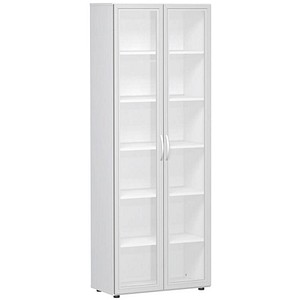 4038933486604 - Aktenschrank Flex S-386821-GTW weiß Acrylglas satiniert 5 Fachböden 800 x 420 x 2160 cm