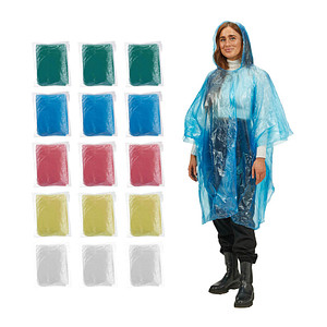 4052025415969 - unisex Einweg-Regenponcho farbsortiert Einheitsgröße 4052025415969 relaxdays 15 Stück