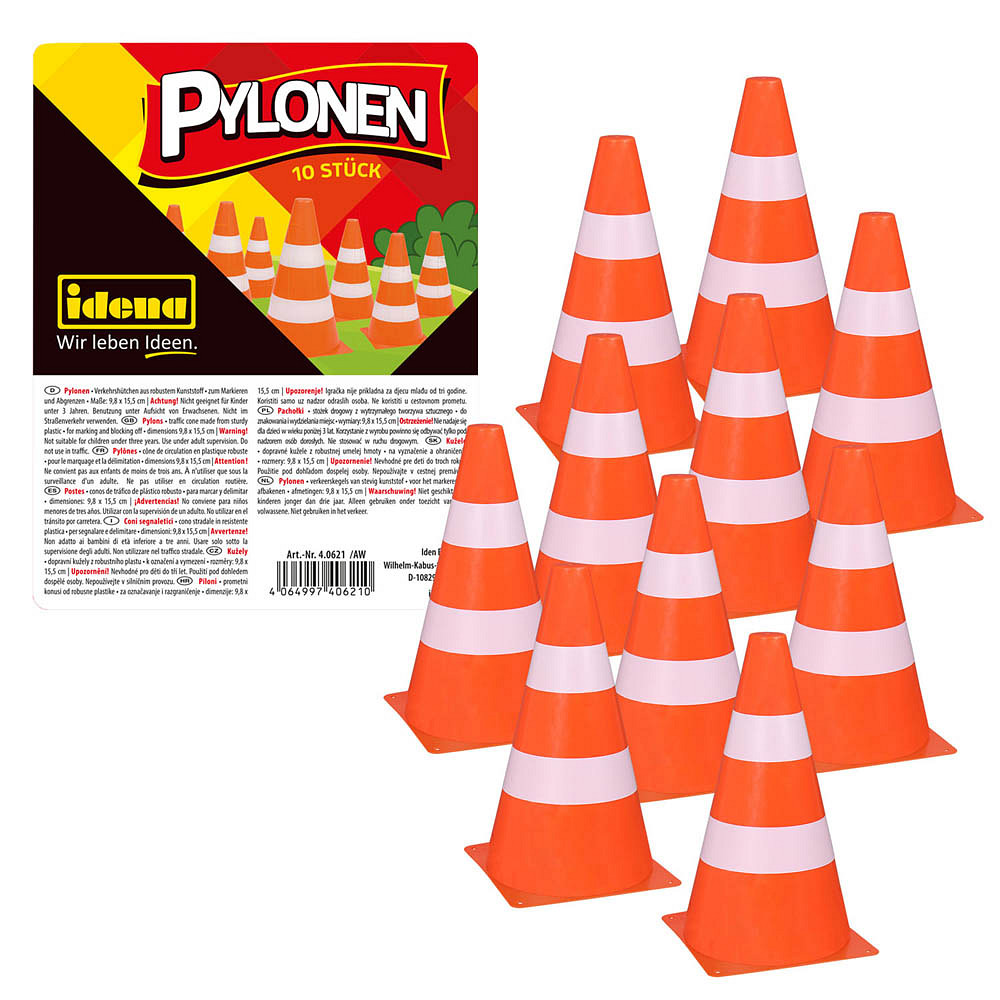Idena Spielzeug-Pylone discount 15,5 orange, 10 weiß cm office |