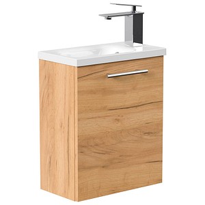 4251982674130 - POSSEIK Waschbecken mit Unterschrank PIENI SLIMLINE eiche gold 400 x 220 x 493 cm