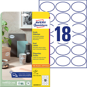 4004182060247 - Etiketten Kennzeichnungsetiketten L6024REV-25 weiß 635x423mm oval 4004182060247 450 Stück 4004182060247 - Etiketten Kennzeichnungsetiketten L6024REV-25 weiß 635x423mm oval 4004182060247 450 Stück