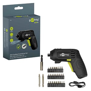 4040849778186 - GOOBAY 77818 - Akku-Schrauber Mini 5 V 1500 mAh 31-teiliges Zubehör mit LED