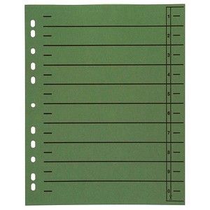 4018924915016 - Trennblätter 0-9 grün 100 Blatt 4018924915016 - Trennblätter 0-9 grün 100 Blatt