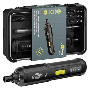 GOOBAY 77816 - Akku-Schrauber Mini, 5 V, 1500 mAh, 28-teiliges Zubehör mit LED