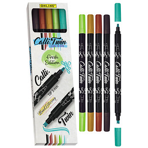 ONLINE® Calli.Twin Double Fresh Brush-Pens farbsortiert, 5 St.