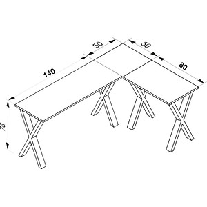 4051814434099 - Holz Schreibtisch Eckschreibtisch schlicht 190x130 L Form links oder rechts Arbeitstisch Platte 50 cm tief Computertisch Büromöbel - Lona X