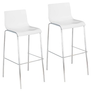 3660141963274 - meet by Paperflow Barhocker HARPER Rückenlehne stapelbar B 390 x T 320 x H 760 mm Polypropylen und verchromter Stahl weiß 2 Stück