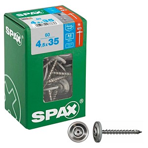 4003530266836 - Spenglerschraube 45 x 35 mm 60 Stück Vollgewinde Linsensenkkopf t-star plus T20 4CUT - 4577000450357 - Spax