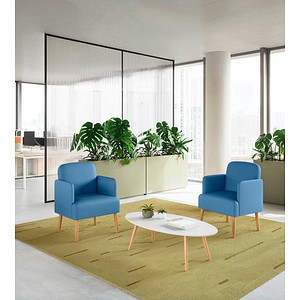 3660141967258 - meet by Paperflow Sessel BROOKS 4-Fußgestell Sitz- und Rückenpolsterung B 620 x T 520 x H 440 mm blau buche