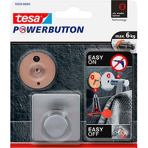 4042448407467 - tesa Handtuchhaken Powerbutton Classic eckig silber 1 St