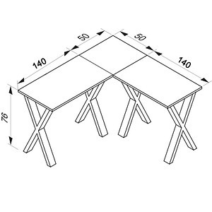 4051814434372 - Holz Schreibtisch Eckschreibtisch schlicht 190x190 L Form links oder rechts Arbeitstisch Platte 50 cm tief Computertisch Büromöbel - Lona X