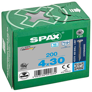 4003530091834 - 880919299040030 Schraube r 88091 Senkkopf t-star tg 4 x 30 18-T20 a 2 - Spax