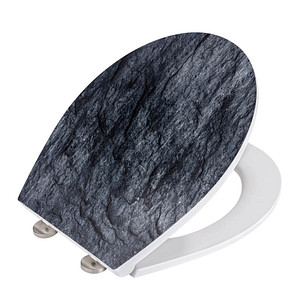 4008838286913 - Premium WC-Sitz Slate Rock mit Relief aus antibakteriellem Duroplast mit Absenkautomatik Schwarz Duroplast mehrfarbig Edelstahl rostfrei silber 4008838286913 - Premium WC-Sitz Slate Rock mit Relief aus antibakteriellem Duroplast mit Absenkautomatik Schwarz Duroplast mehrfarbig Edelstahl rostfrei silber