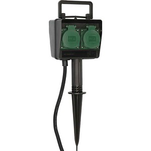 4007123609208 - Brennenstuhl - Gartensteckdose Außensteckdose 4-fach mit Erdspieß witterungsbeständiger Kunststoff (wasserfestes Gehäuse - 10m Kabel) schwarz