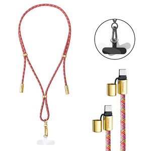 4034303037223 - Charging Lanyard Handykette Ladekabel neon mix Kabellänge 165 m 60 Watt