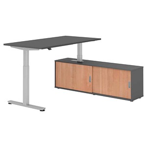 4032062329344 - Schreibtischkombination höhenverstellbar 71-120cm (H) 160x80cm (BxT) rechteckig graphit   silber 4032062329344 Hammerbacher