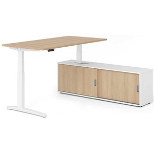 4032062330814 - XBHM16SB elektrisch höhenverstellbarer Schreibtisch eiche rechteckig C-Fuß-Gestell weiß 1600 x 800 cm