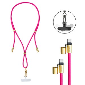 4034303037193 - Charging Lanyard Handykette Ladekabel neon pink Kabellänge 165 m 60 Watt