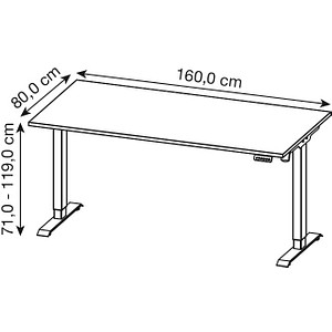 4005949802445 - Sitz-Steh-Schreibtisch Boras 8024-614 elektrisch höhenverstellbar 160x80cm (BxT) rechteckig weiß Schwarz 4005949802445 GE 4005949802445 - Sitz-Steh-Schreibtisch Boras 8024-614 elektrisch höhenverstellbar 160x80cm (BxT) rechteckig weiß Schwarz 4005949802445 GE