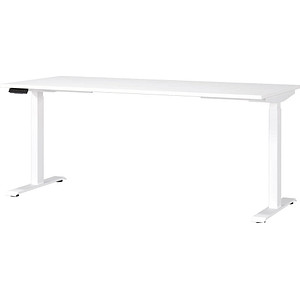 GERMANIA Mailand höhenverstellbarer Schreibtisch weiß rechteckig, T-Fuß-Gestell weiß 180,0 x 80,0 cm