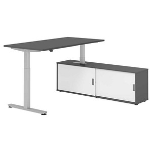 4032062329313 - Schreibtischkombination höhenverstellbar 71-120cm (H) 160x80cm (BxT) rechteckig graphit   silber 4032062329313 Hammerbacher
